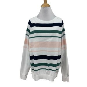 Puma Sweater Womens XL Extra Large Multi Striped Crew Neck Pullover Long Sleeve
